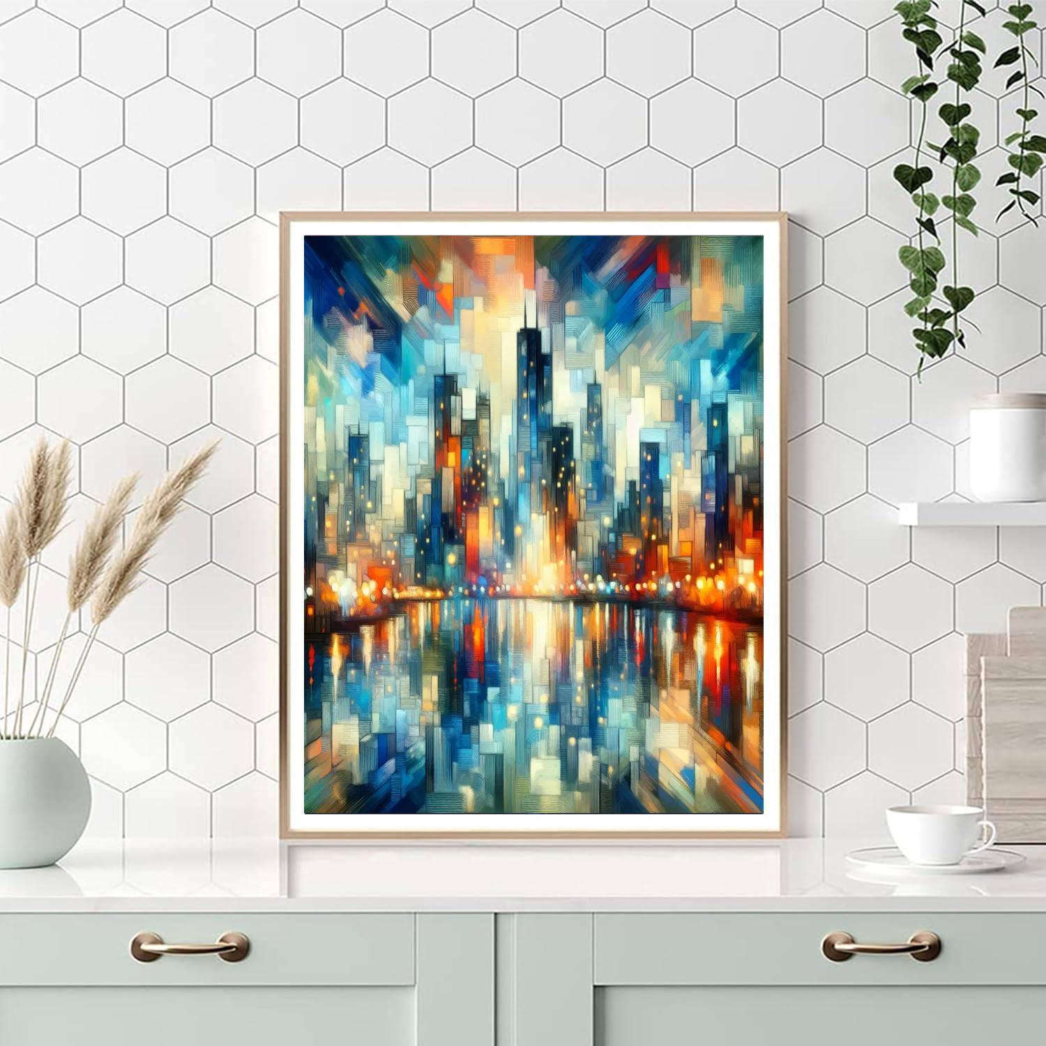 Colorful Urban Reflections Paint By Numbers Art