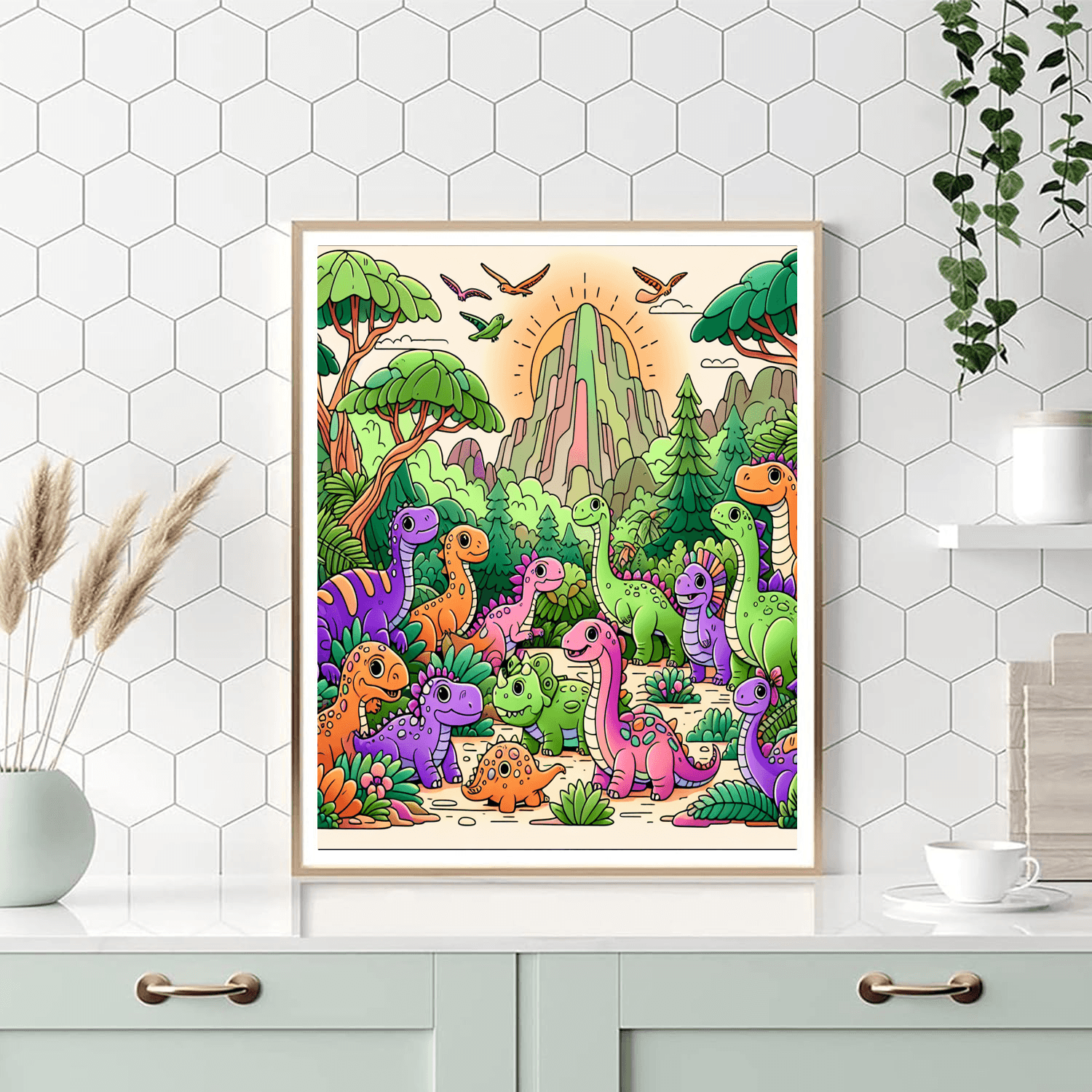 Playful Dinosaur Kingdom Number Painting