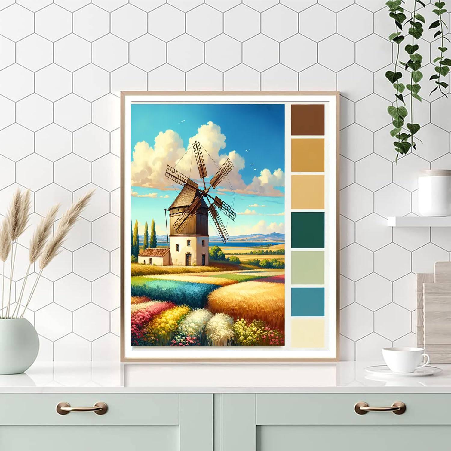 Breezy Windmill Scene Numbered Painting Kits