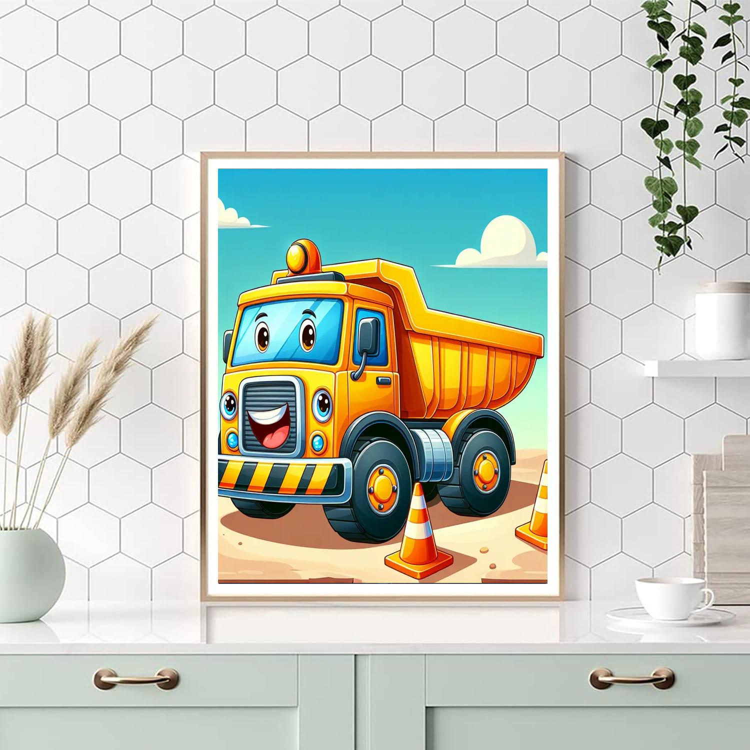 Happy Construction Truck Numbered Painting Kits
