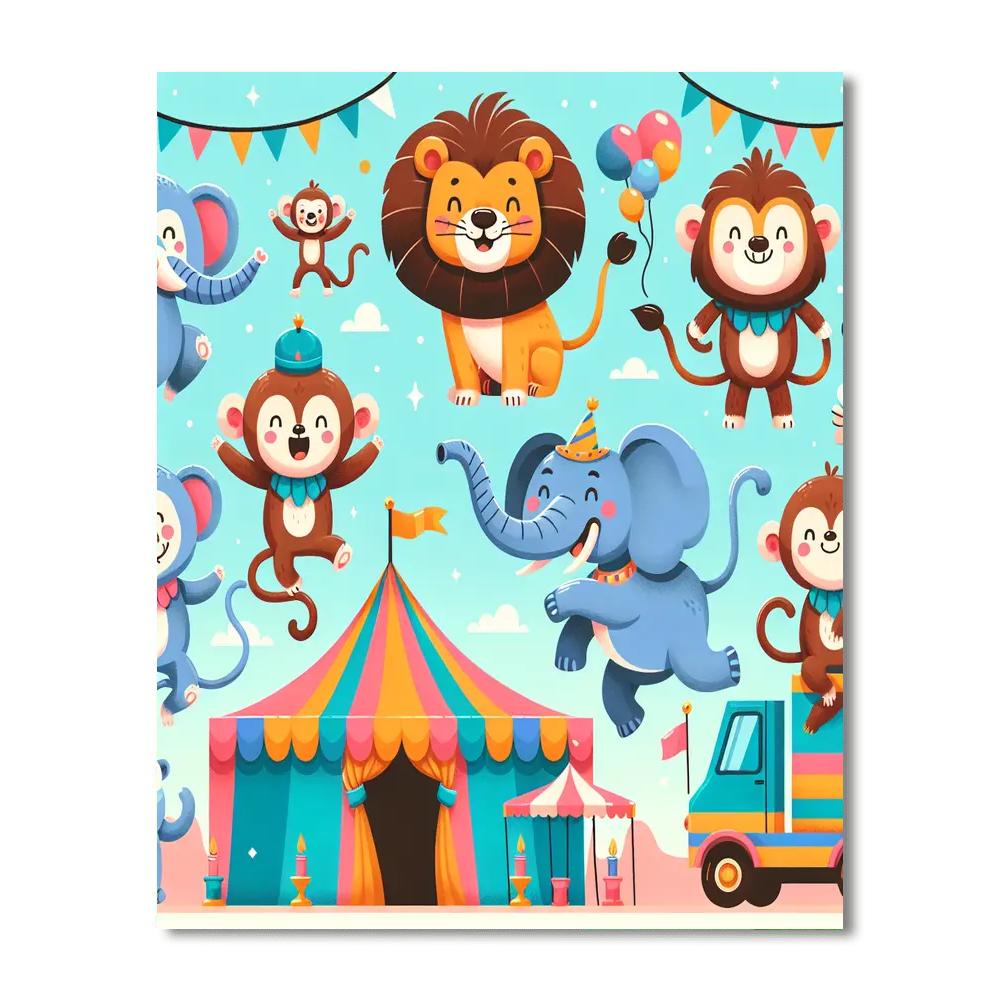Colorful Carnival Animals Paint By Numbers Art