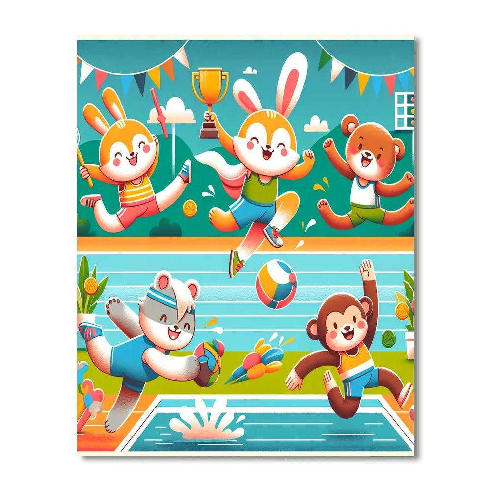 Adventurous Animal Olympics Number Painting
