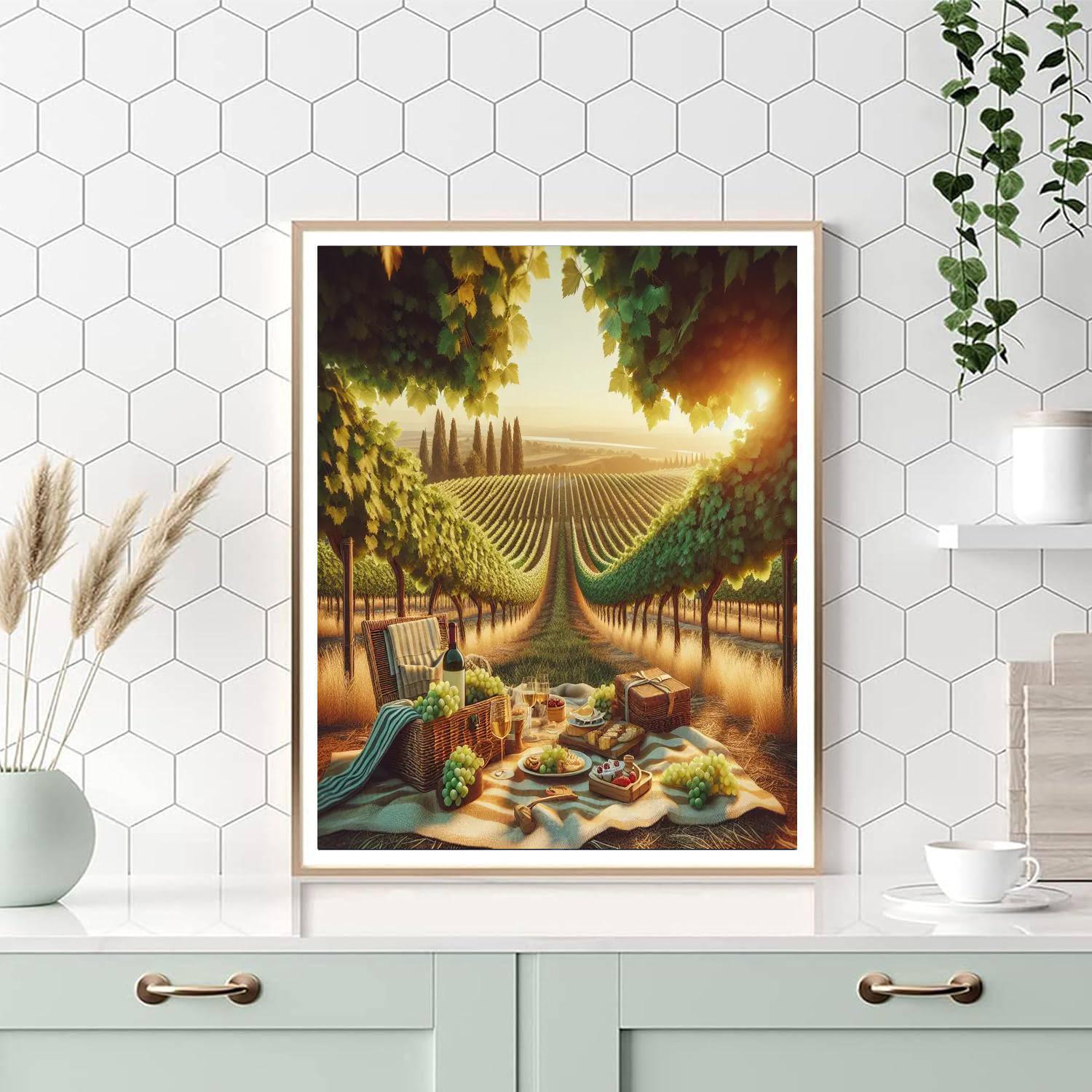 Sunny Vineyard Picnic Painting Number Kit
