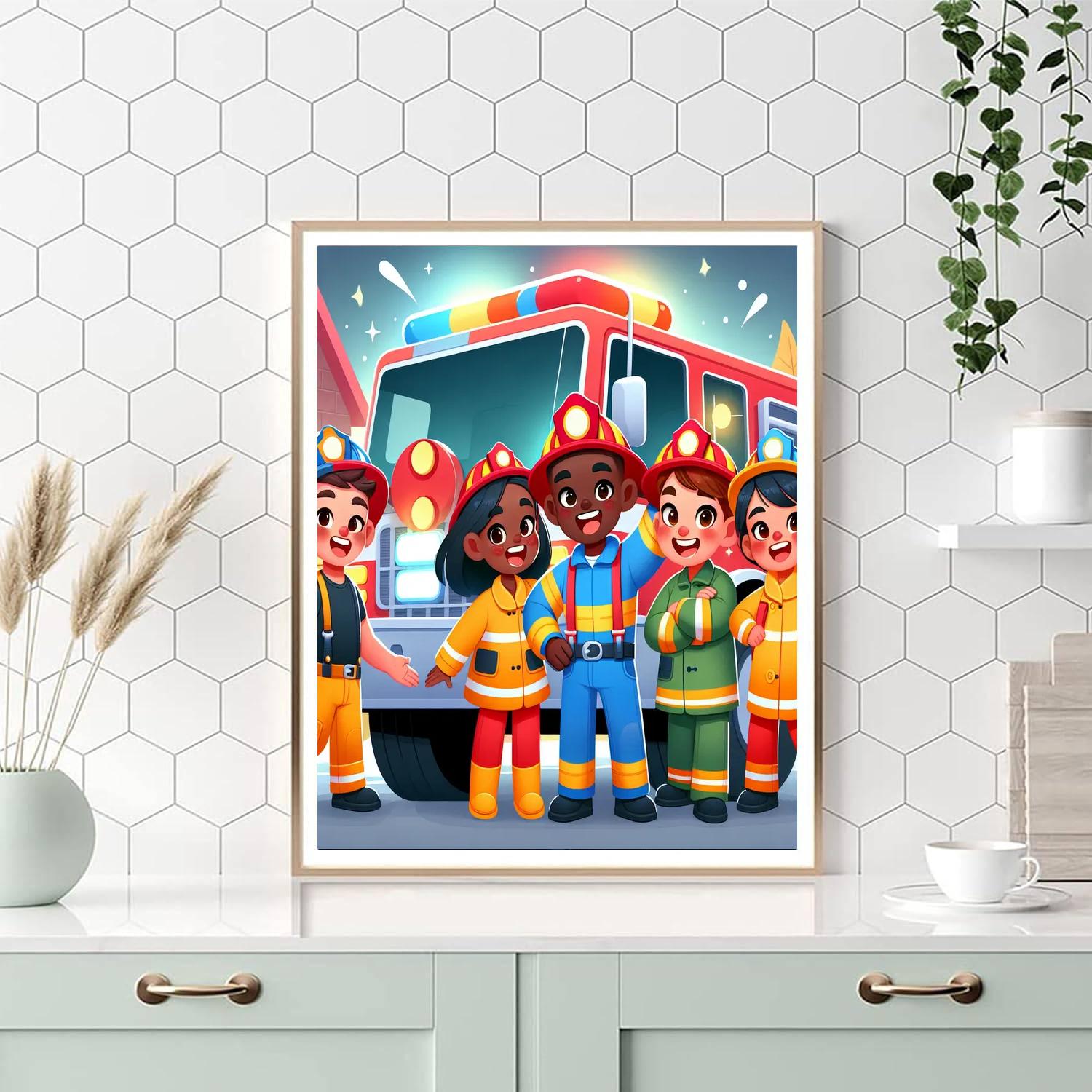 Heroic Firefighters Number Painting