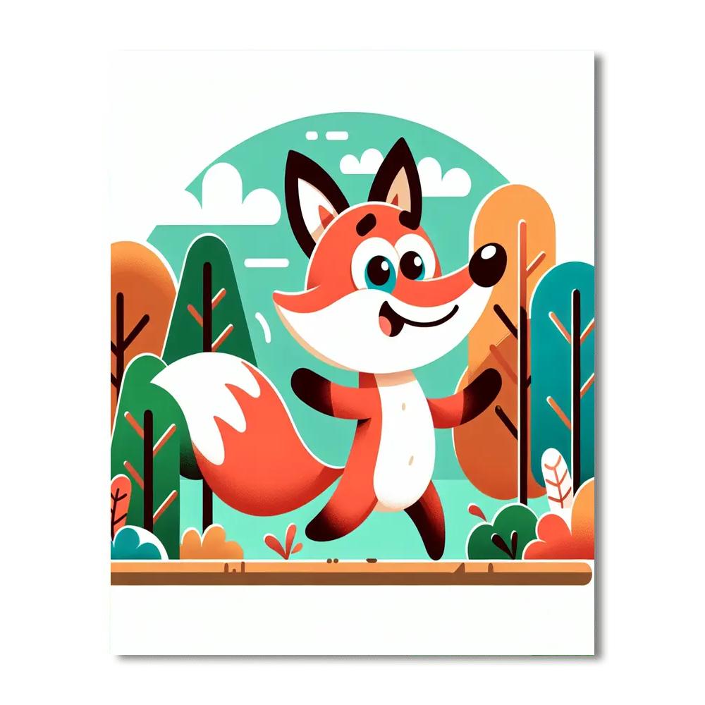 Mischievous Fox Adventure Number Painting