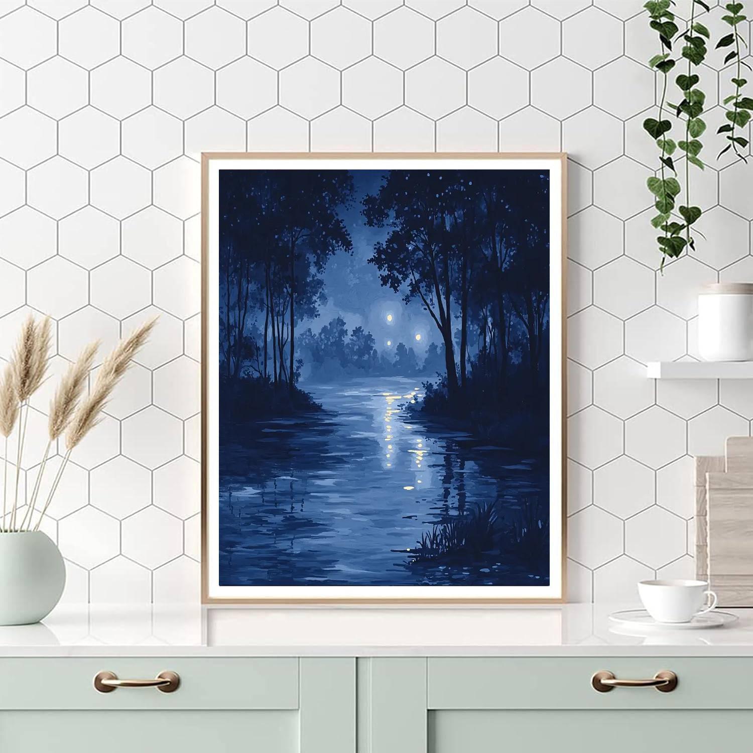 Georges Seurat Inspired Nocturnal Radiance  Paint By Numbers Art