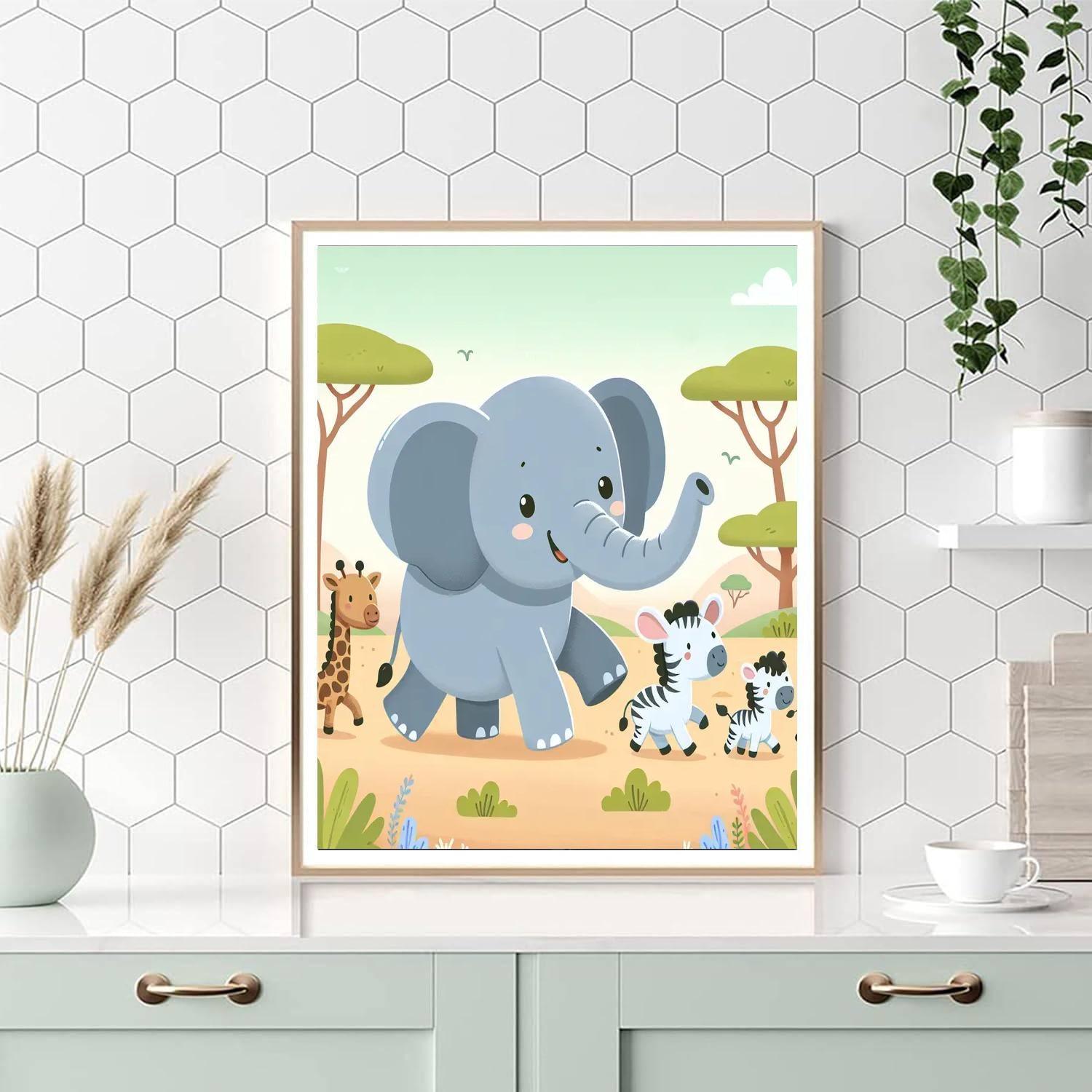 Energetic Elephant's Savanna Stomp Paint By Numbers