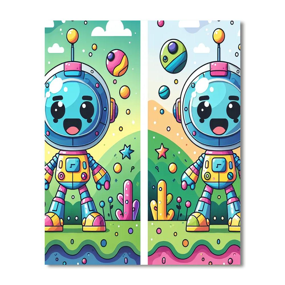 Friendly Robot Explorer Paint By Numbers Art