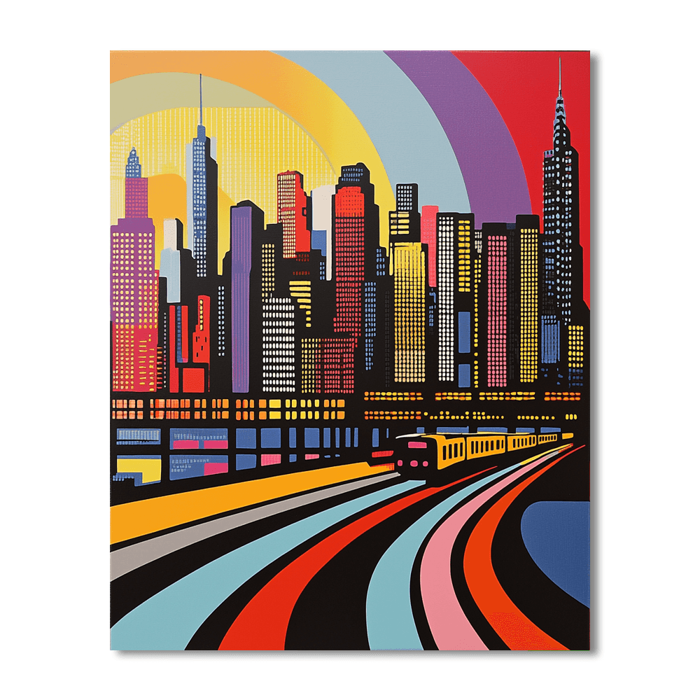 Roy Lichtenstein Inspired Lichtenstein's Dynamic Skyline  Painting By Numbers Kit