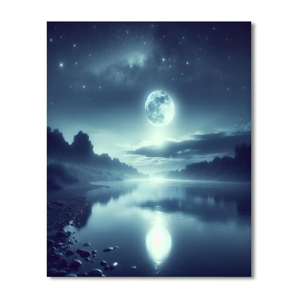 Moonlit Riverbank Paint By Numbers Art