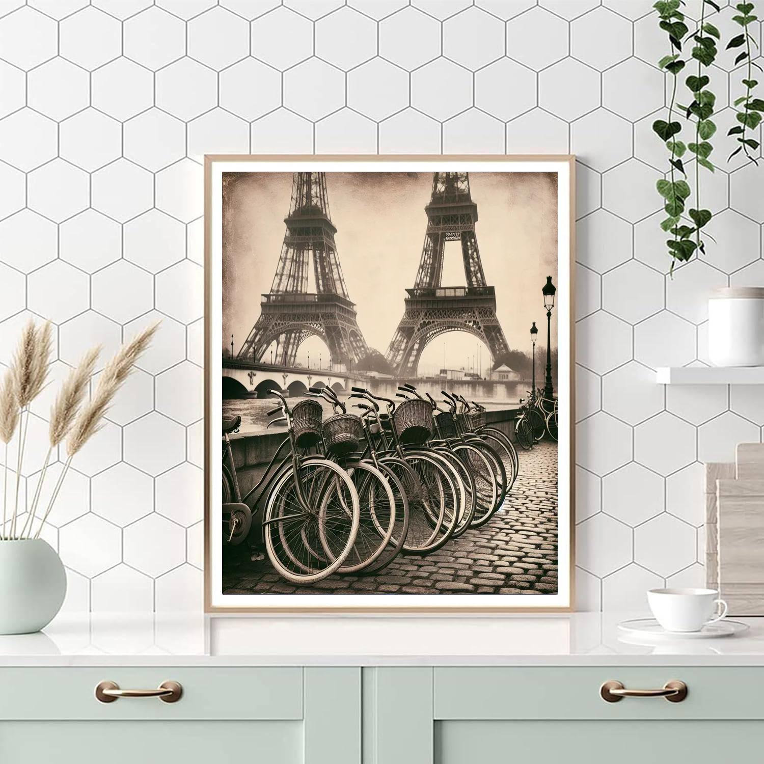 Vintage Bicycles In Paris Paint By Numbers Art