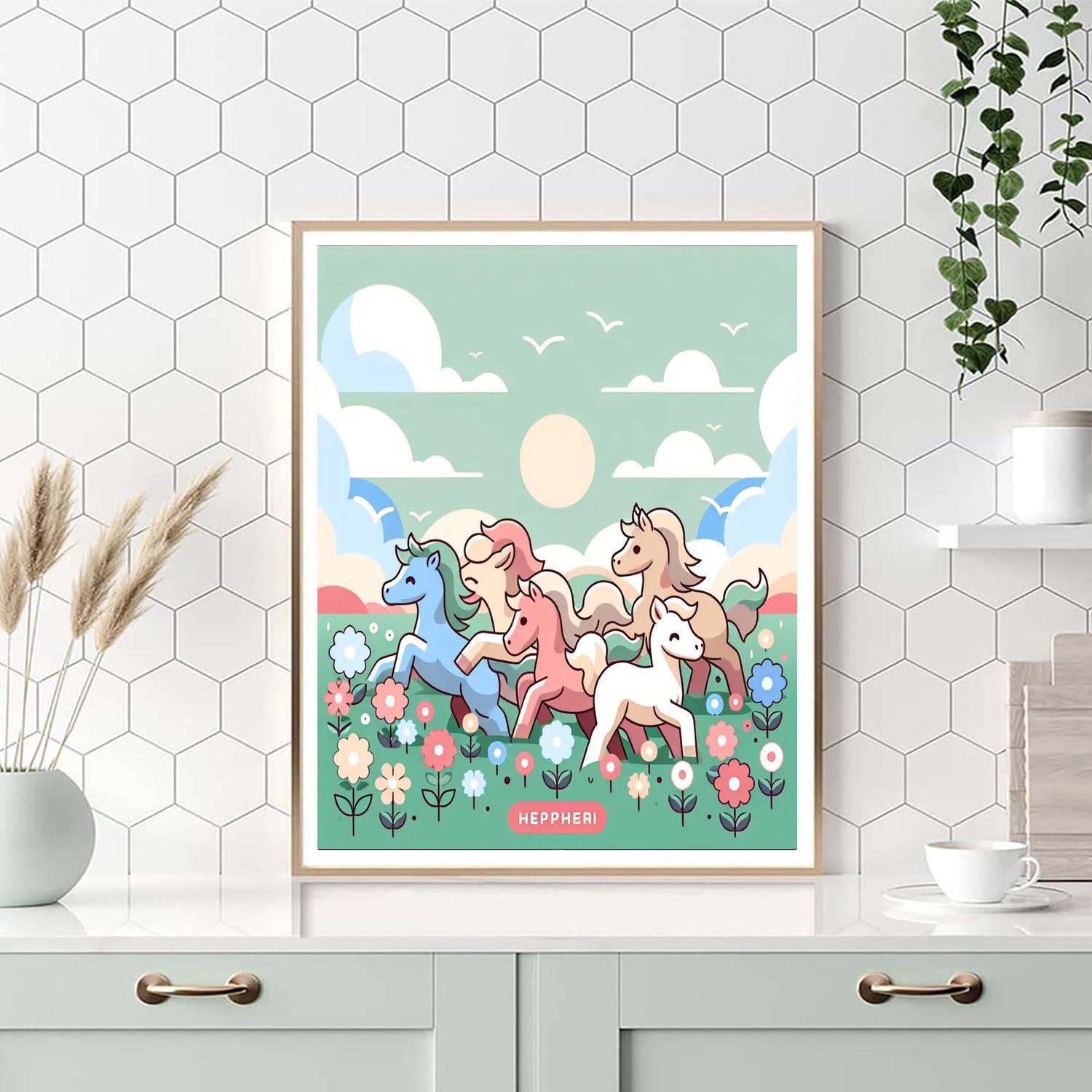 Frolicking Foals Numbered Painting Kits