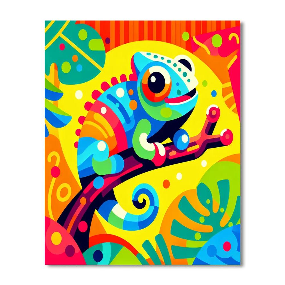 Colorful Chameleon Charm Paint By Numbers Art