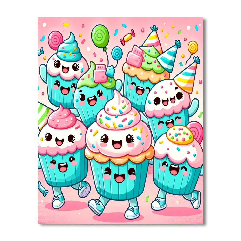 Dancing Cupcake Friends Painting By Numbers Kit