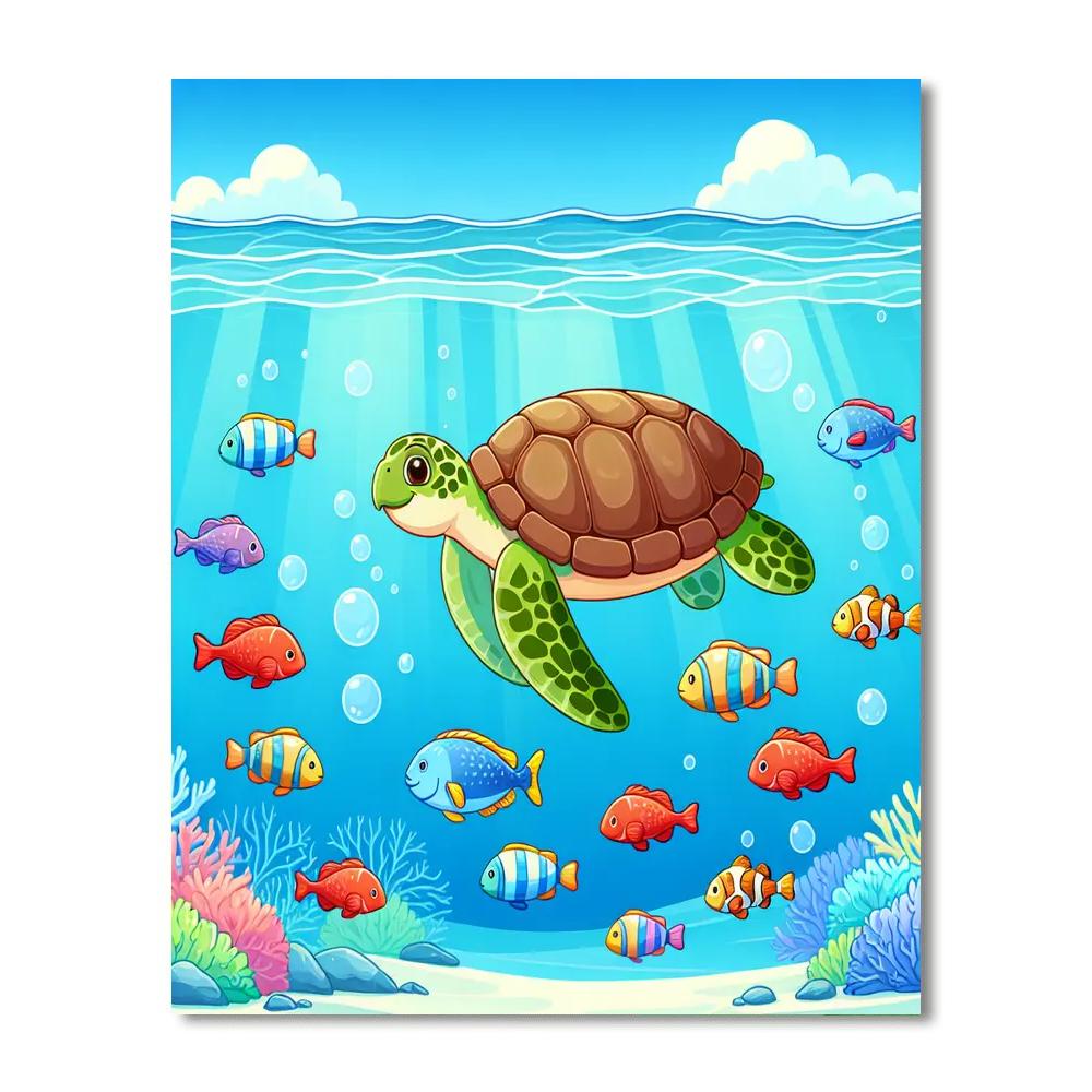 Sea Turtle's Ocean Odyssey Painting By Numbers Kit