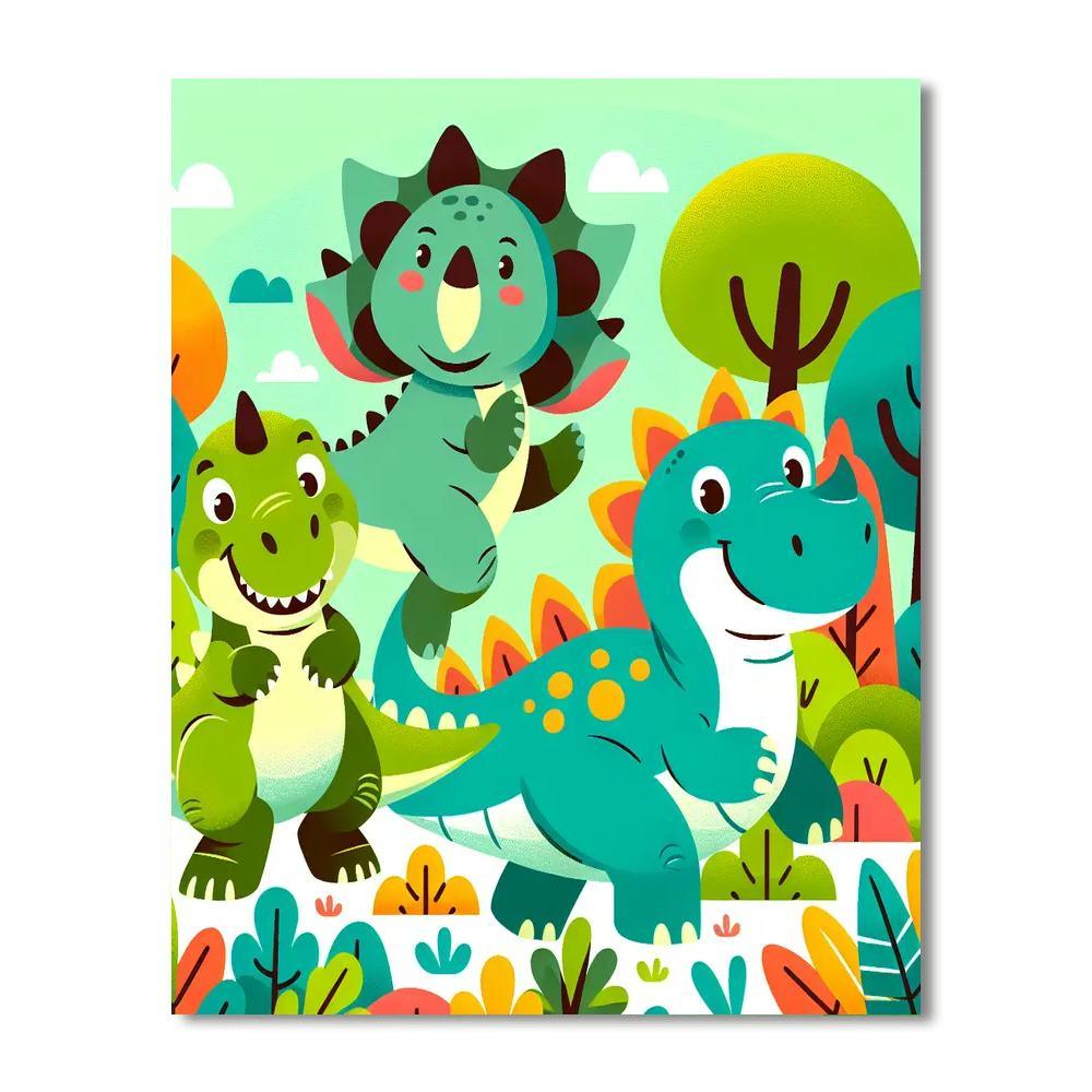 Funky Dinosaur Friends Paint By Numbers Kits