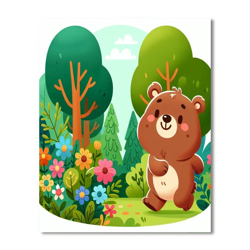Cuddly Bear In The Woods Paint By Numbers Art