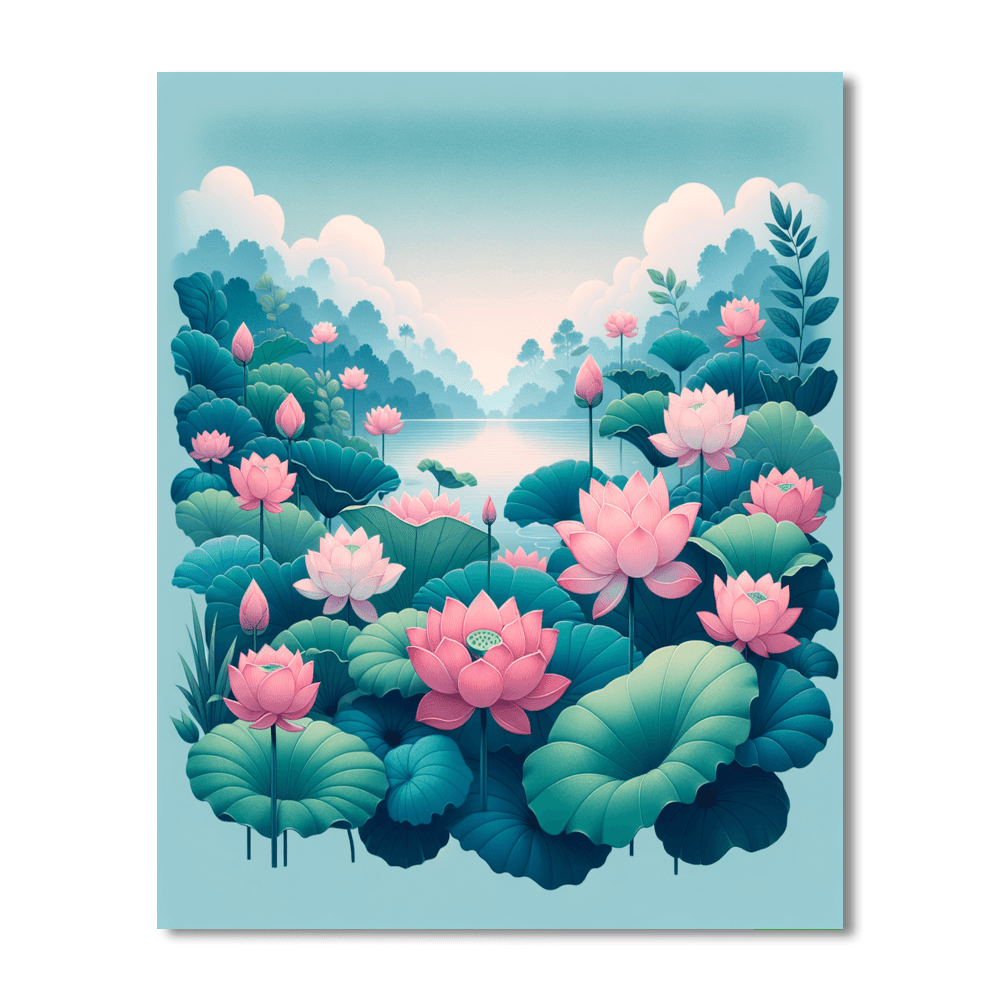 Blossoming Lotus Pond Paint By Numbers