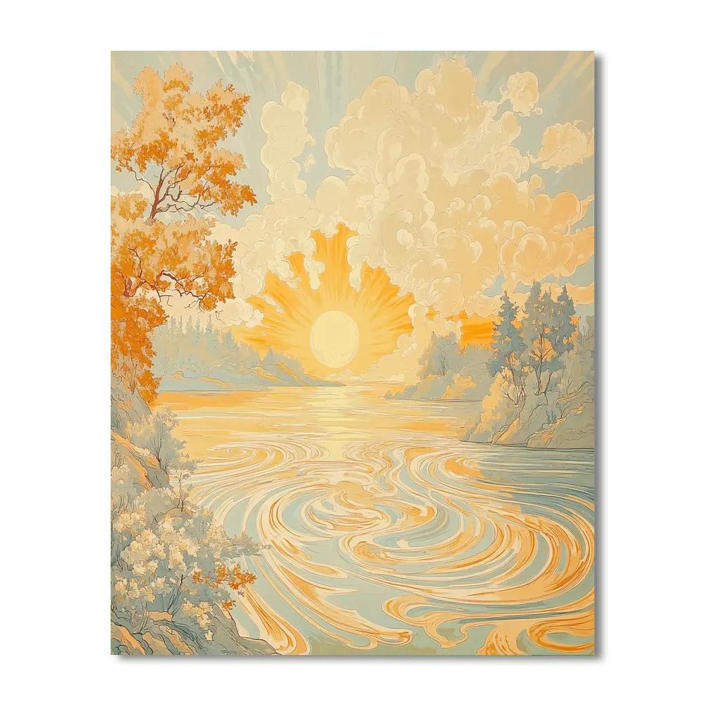 Alphonse Mucha Inspired Radiant Dawn Tranquility  Painting Number Kit