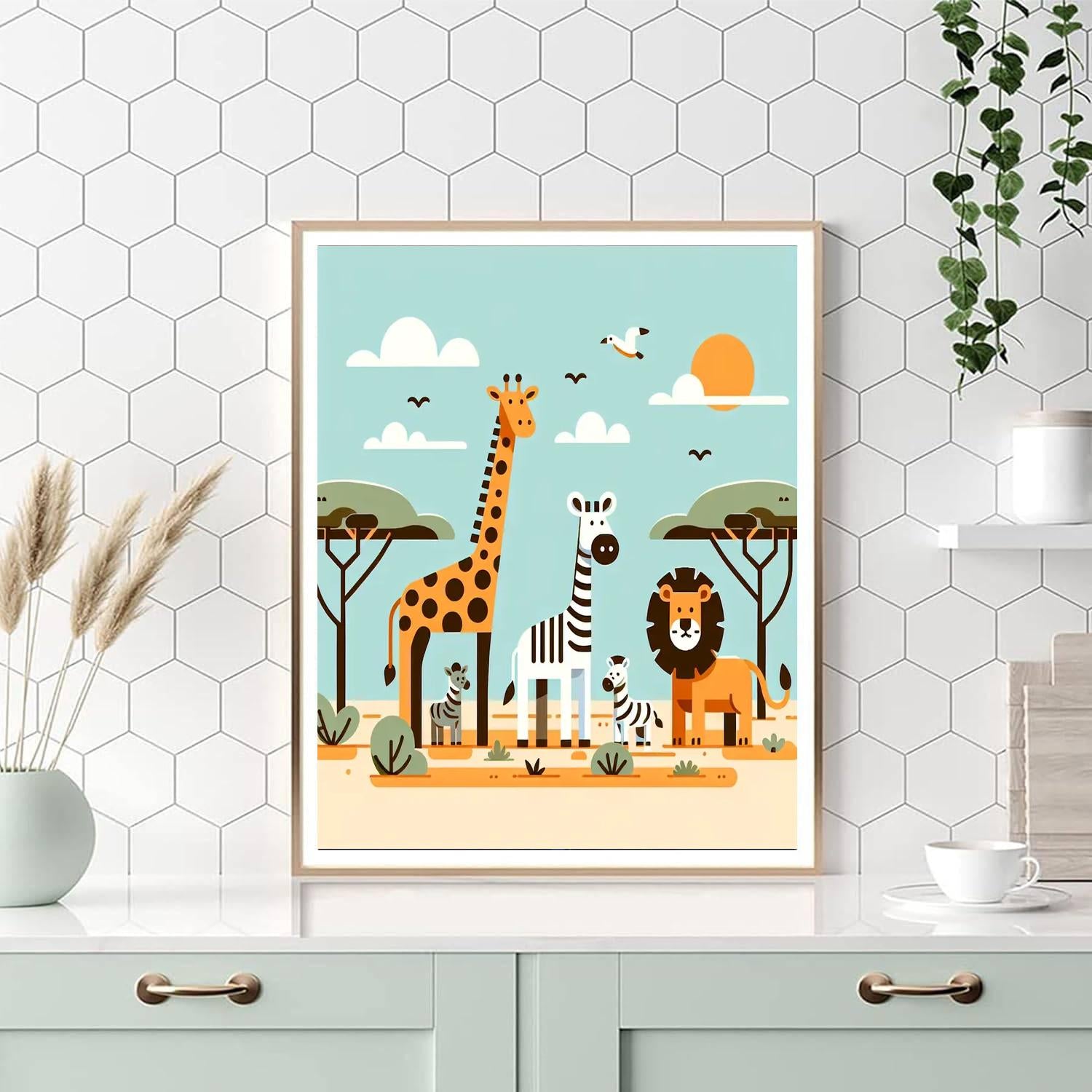 Giraffe And Friends Safari Paint By Numbers