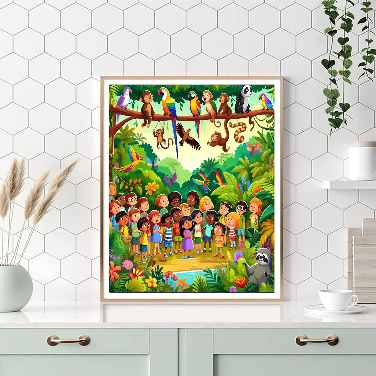 Joyful Rainforest Exploration Painting By Numbers Kit