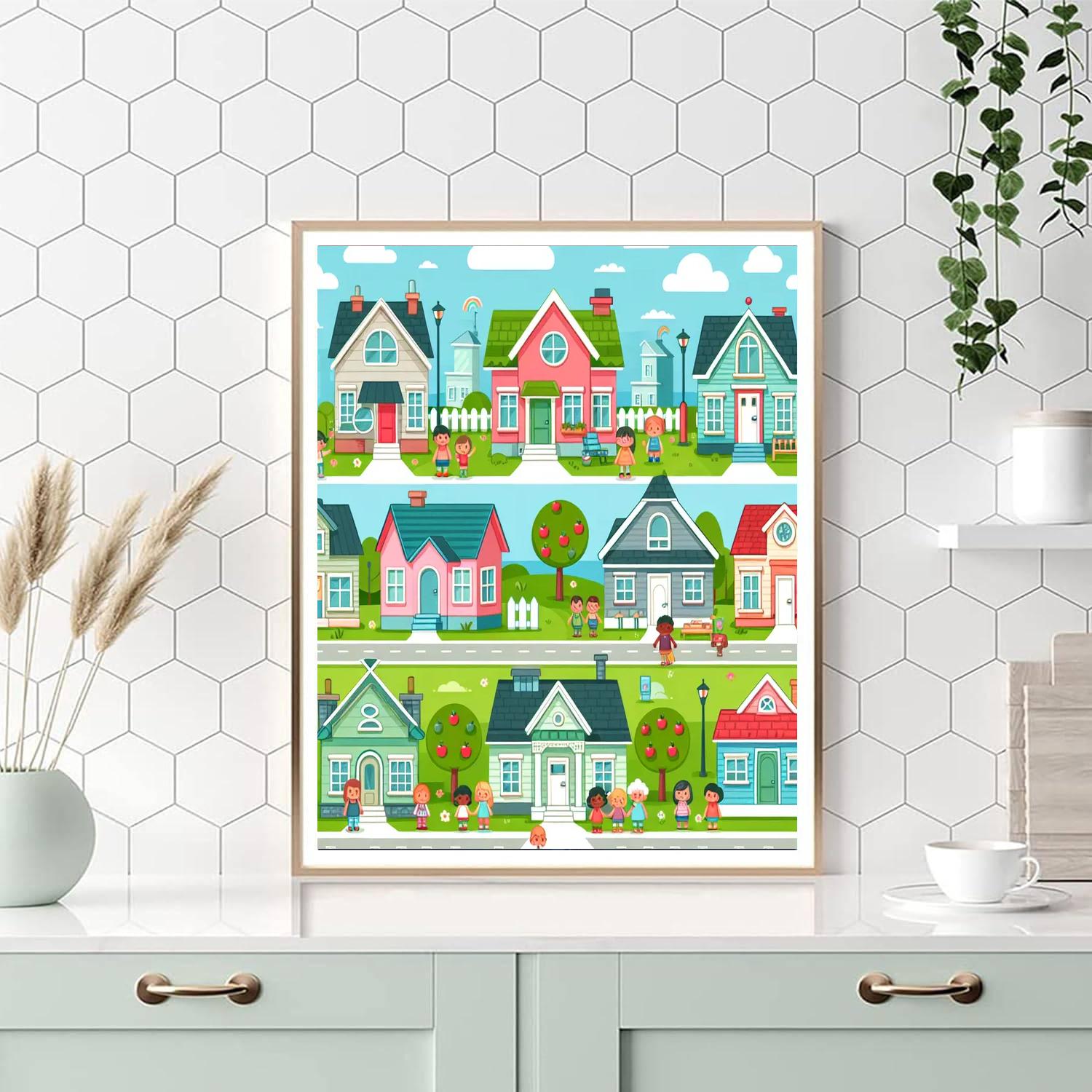 Friendly Neighborhood Scene Paint By Numbers Art