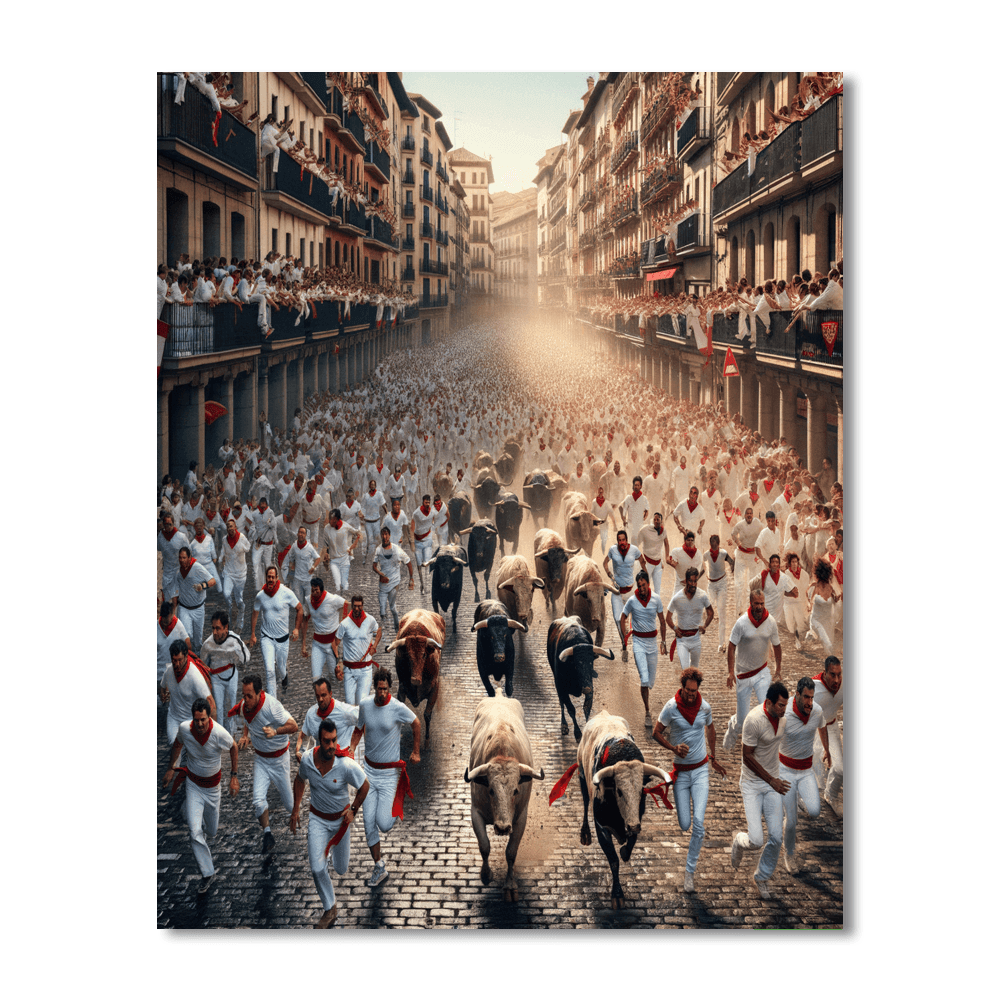 San Fermin Running Of The Bulls - Pamplona Numbered Painting Kits