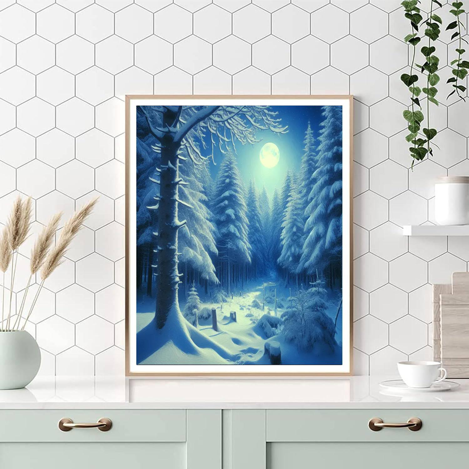 Mystical Snowy Forest Painting Number Kit