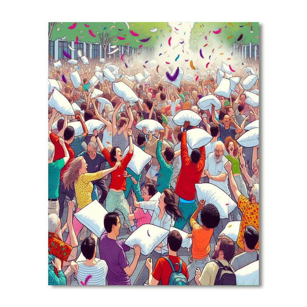 Pillow Fight Day - Worldwide Number Painting