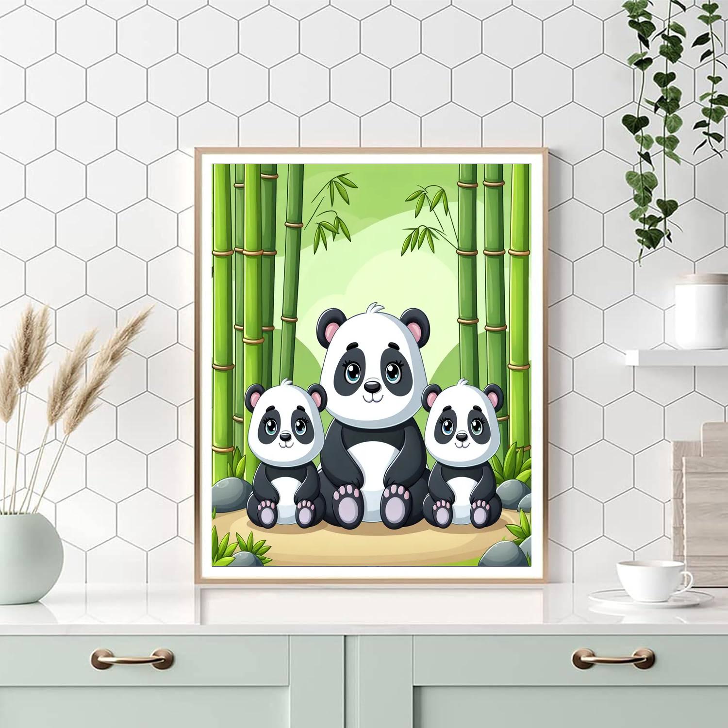 Adorable Panda Family DIY Paint By Numbers