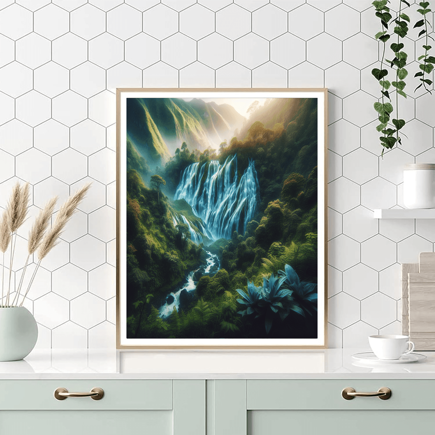 Mystical Mountain Waterfall Paint By Color