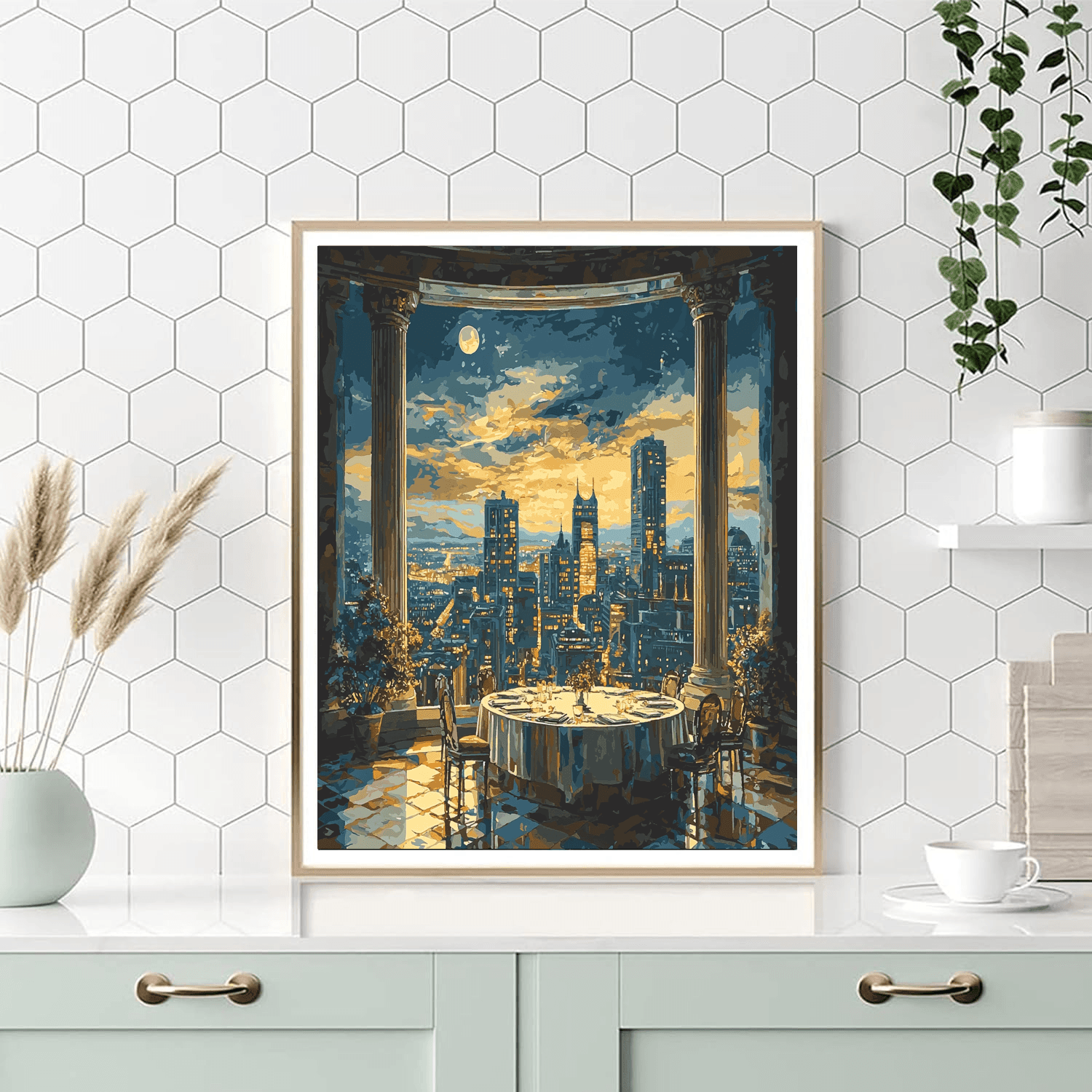 Leonardo Da Vinci Inspired Da Vinci's Futuristic Skyline  Paint By Numbers Art