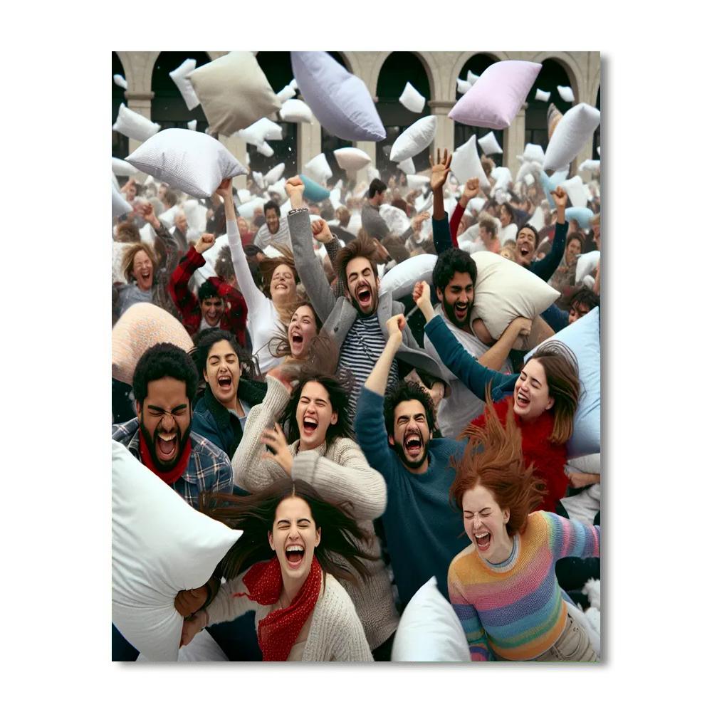 Pillow Fight Day - United States Painting By Numbers Kit