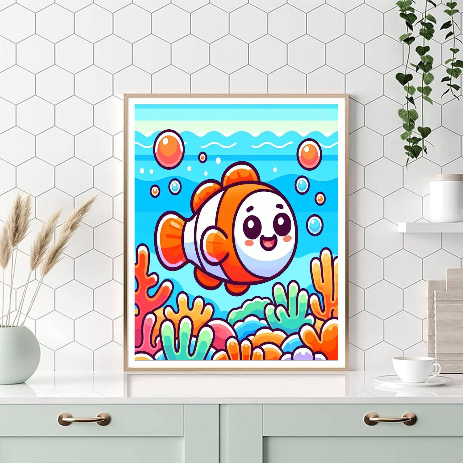 Joyful Clownfish Swim Paint By Color