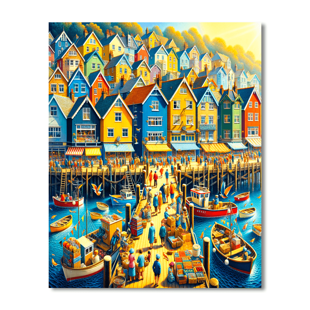 Sunny Seaside Village Painting By Numbers Kit