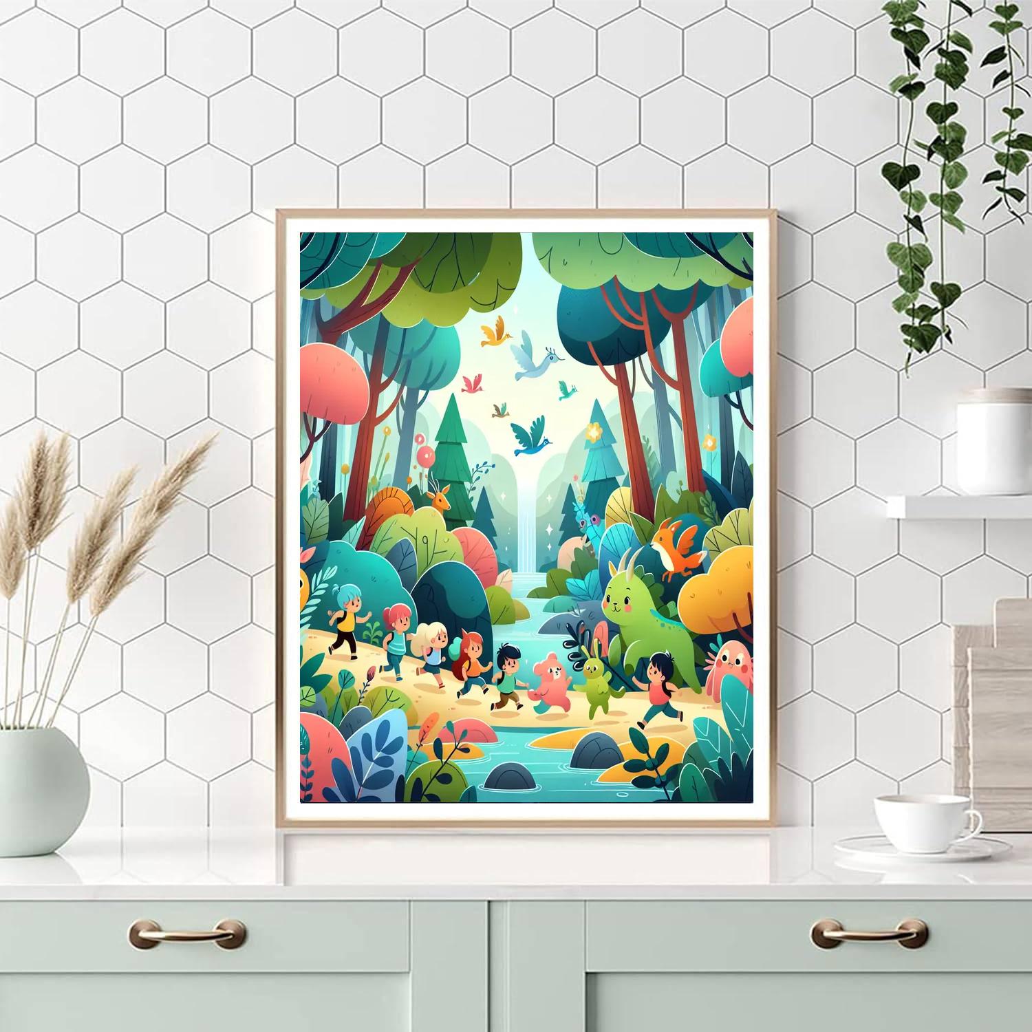 Whimsical Waterfall Quest Number Painting