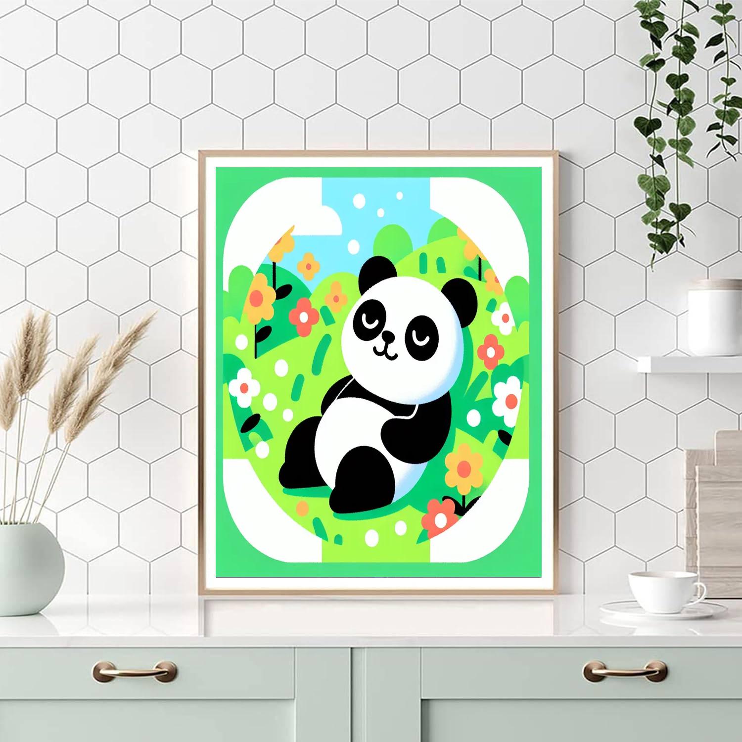 Panda's Peaceful Meadow Paint By Numbers Art