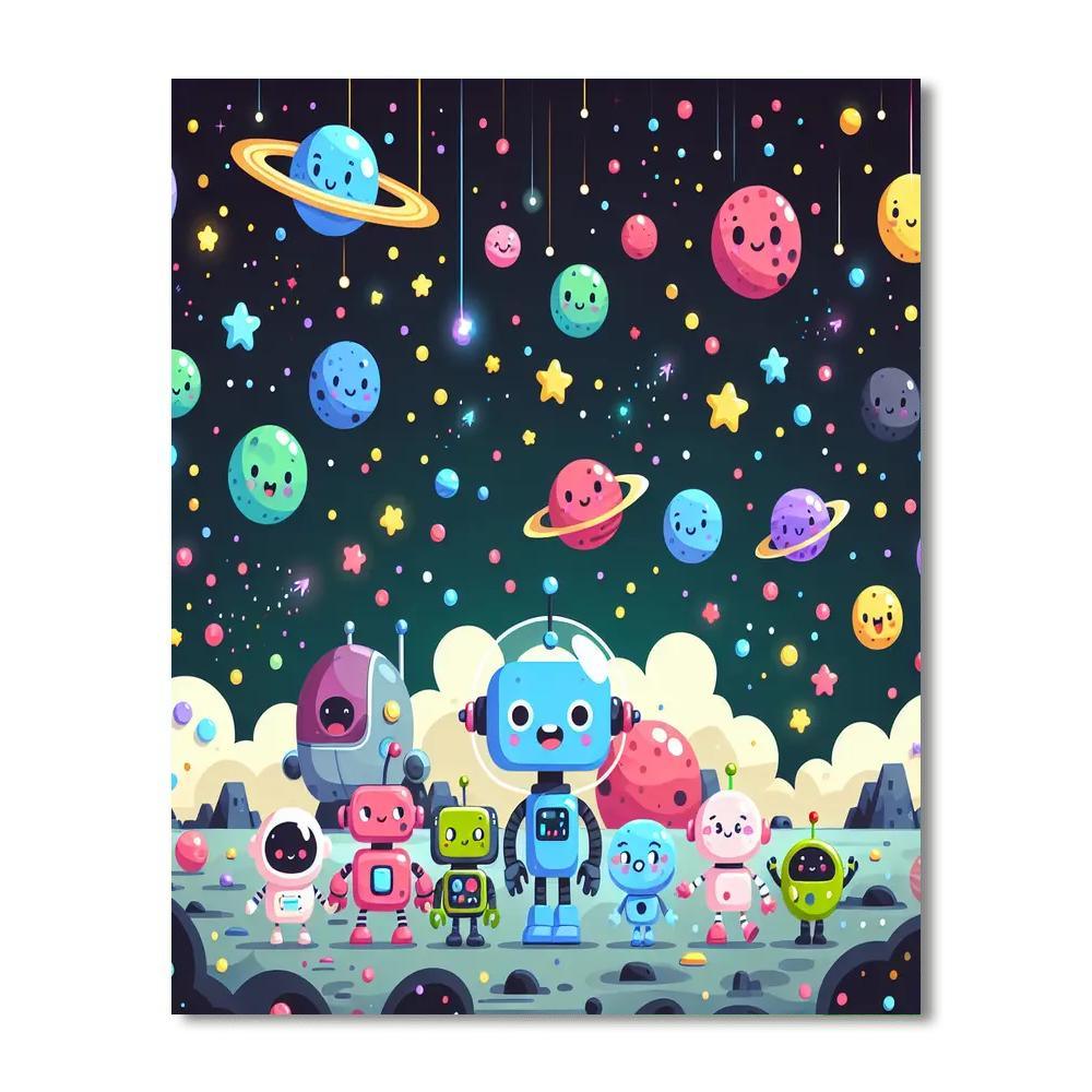 Space Adventures With Robots Painting By Numbers Kit
