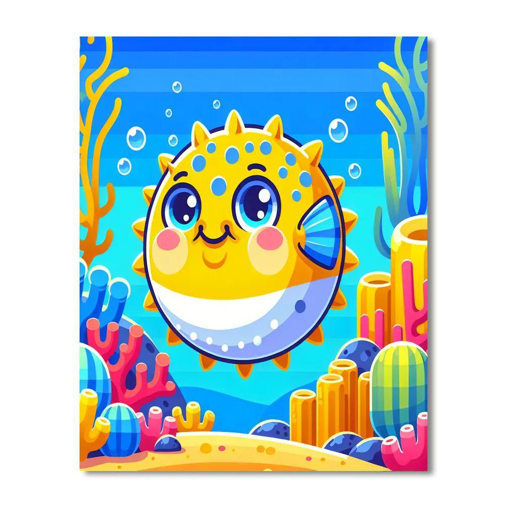 Bubbly Pufferfish DIY Paint By Numbers