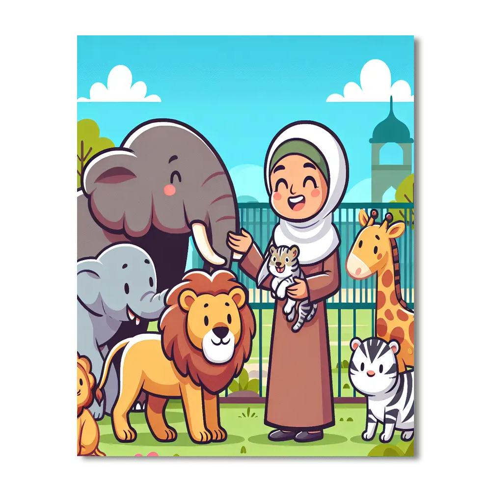 Caring Zoo Keeper Day Painting Number Kit