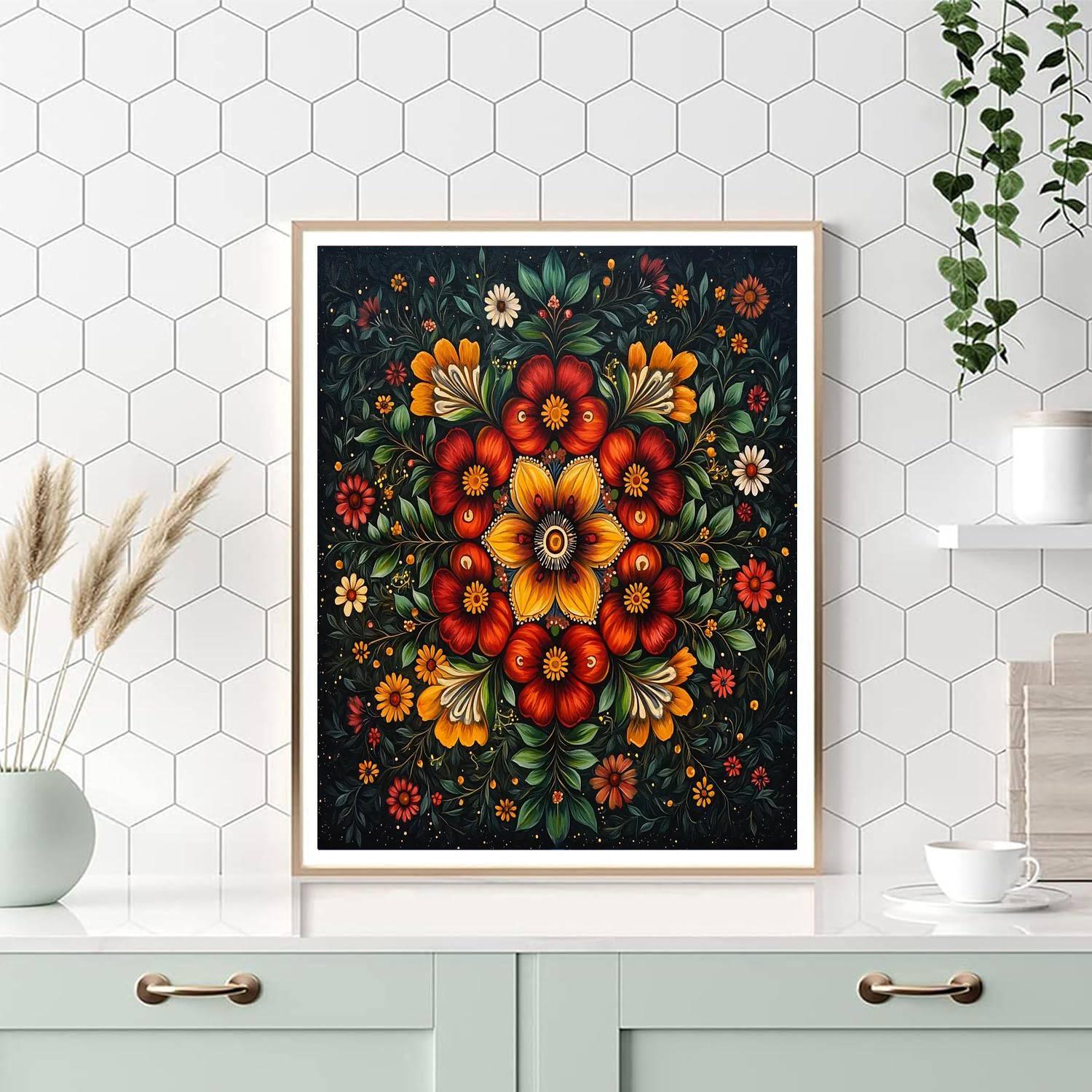Frida Kahlo Inspired Floral Mandala Of Identity  Paint By Numbers Art