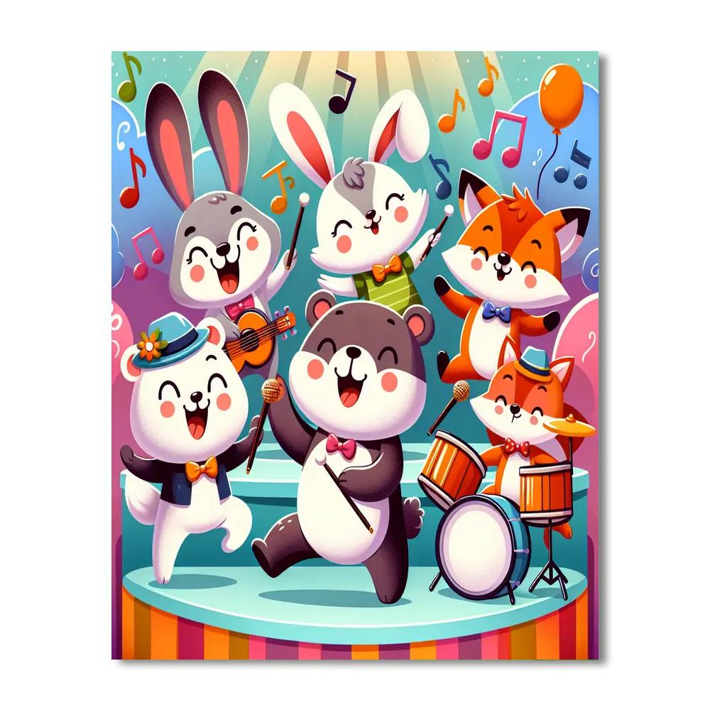 Cheerful Animal Band Numbered Painting Kits