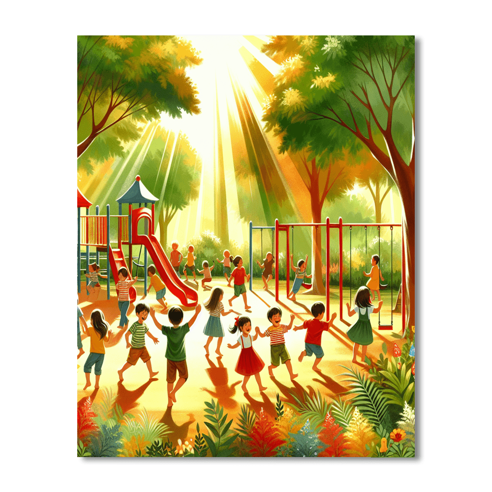 Joyous Children At Play Painting By Numbers Kit