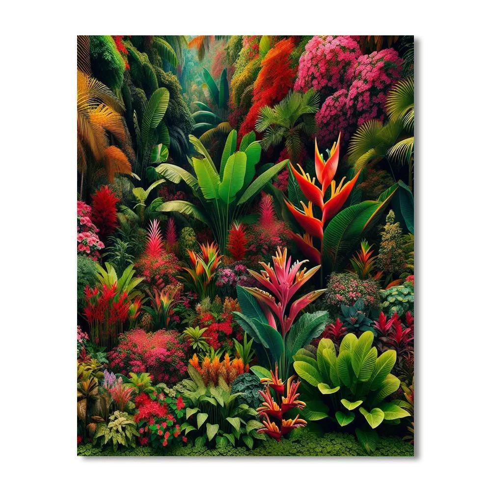Vibrant Tropical Garden Numbered Painting Kits