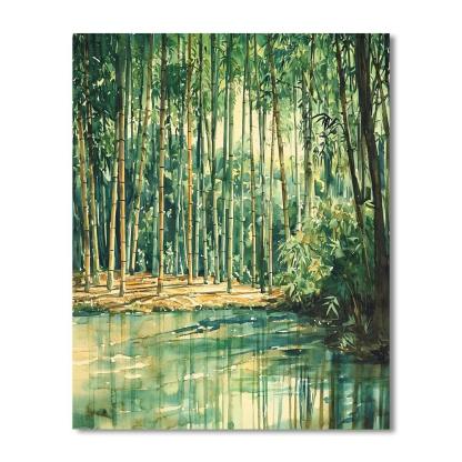 Nandalal Bose Inspired Harmony Of Bamboo Groves  Painting Number Kit