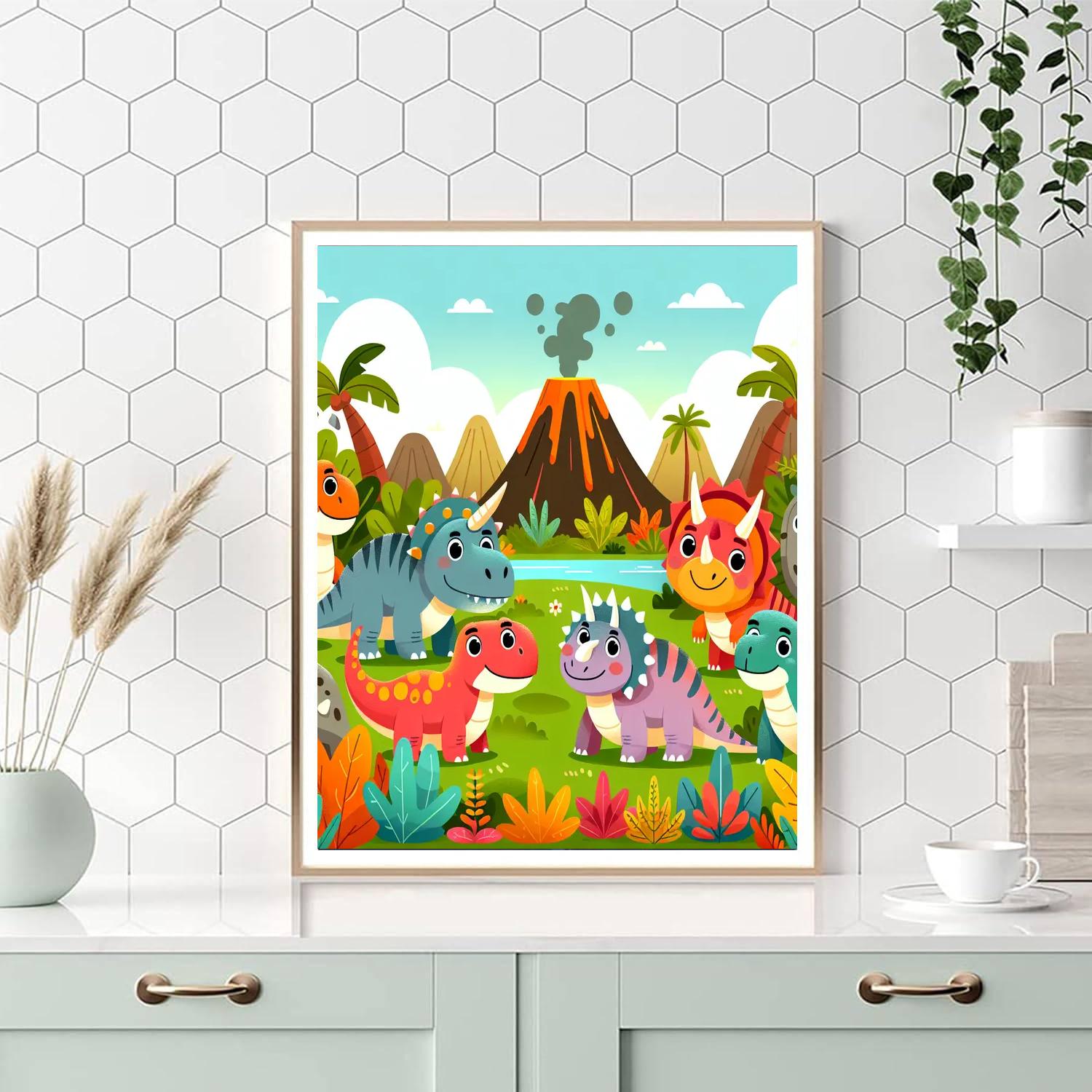 Fantastic Dinosaur Discovery Paint By Numbers Art