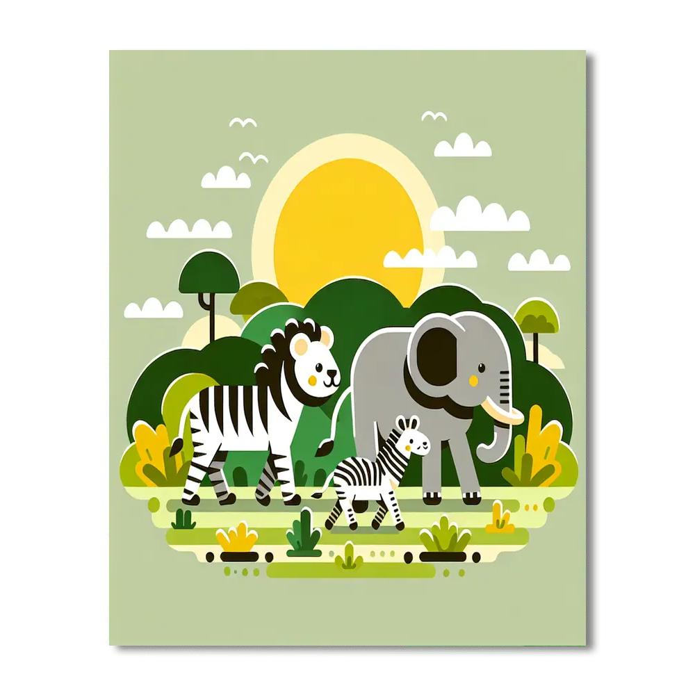 Safari Animals Parade Number Painting