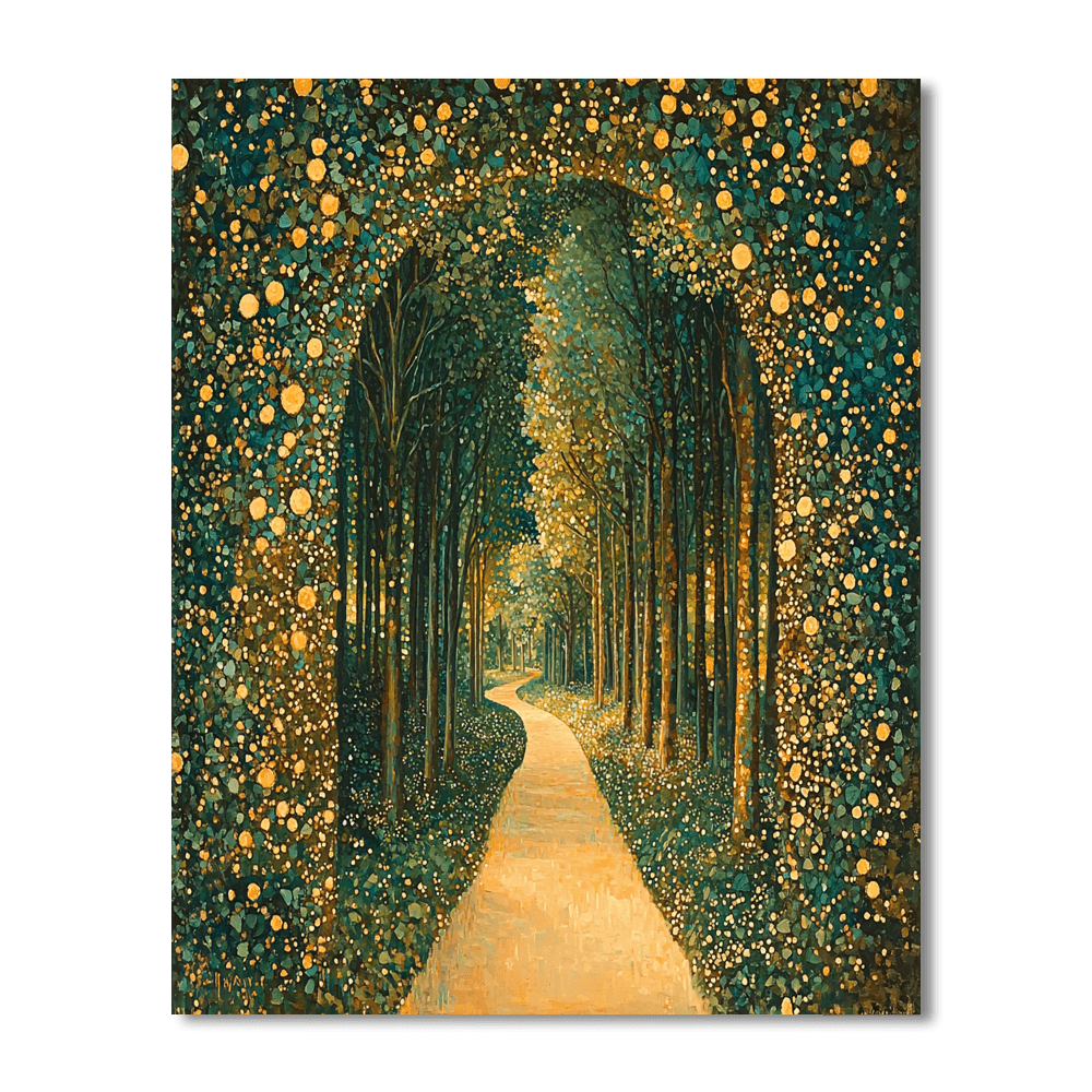 Gustav Klimt Inspired Serene Forest Pathways  Paint By Numbers