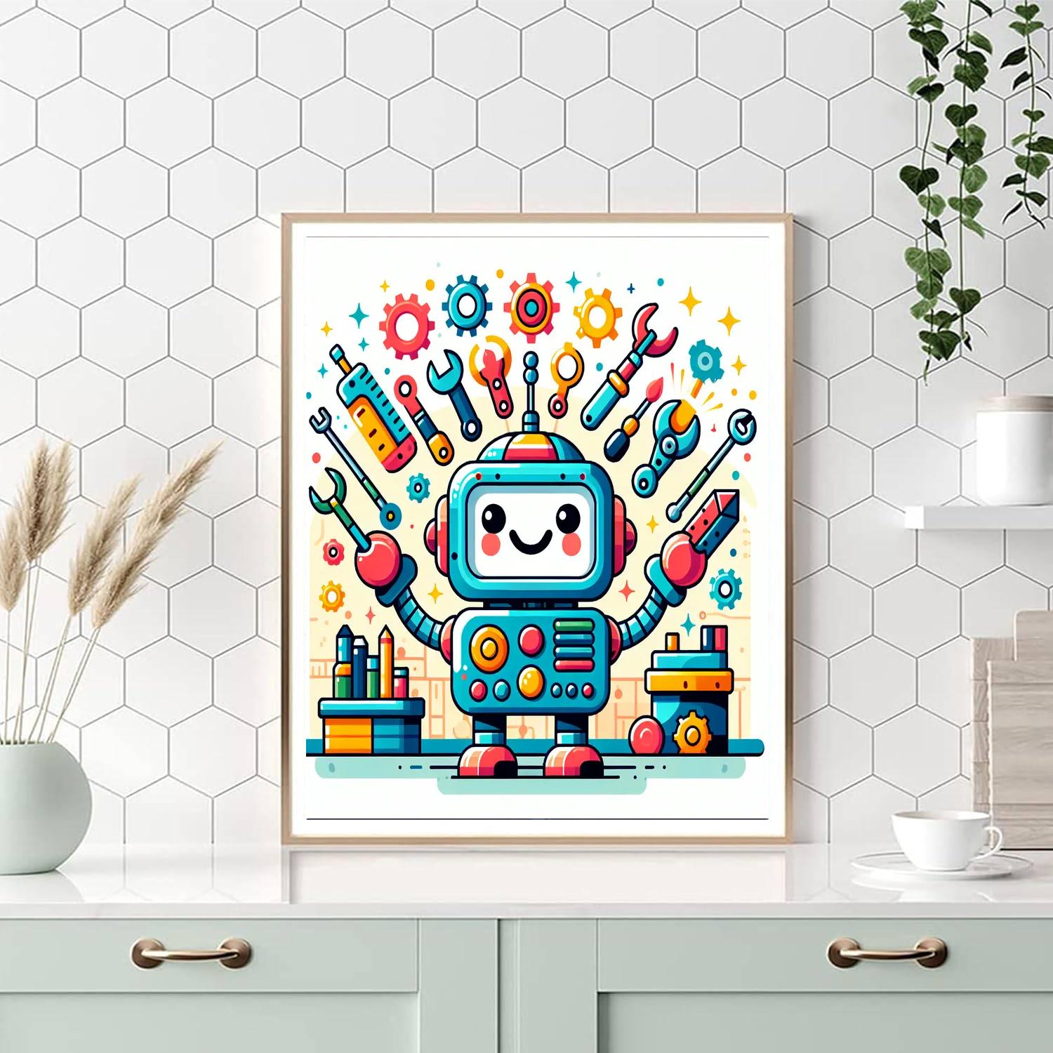 Creative Robot Painting By Numbers Kit