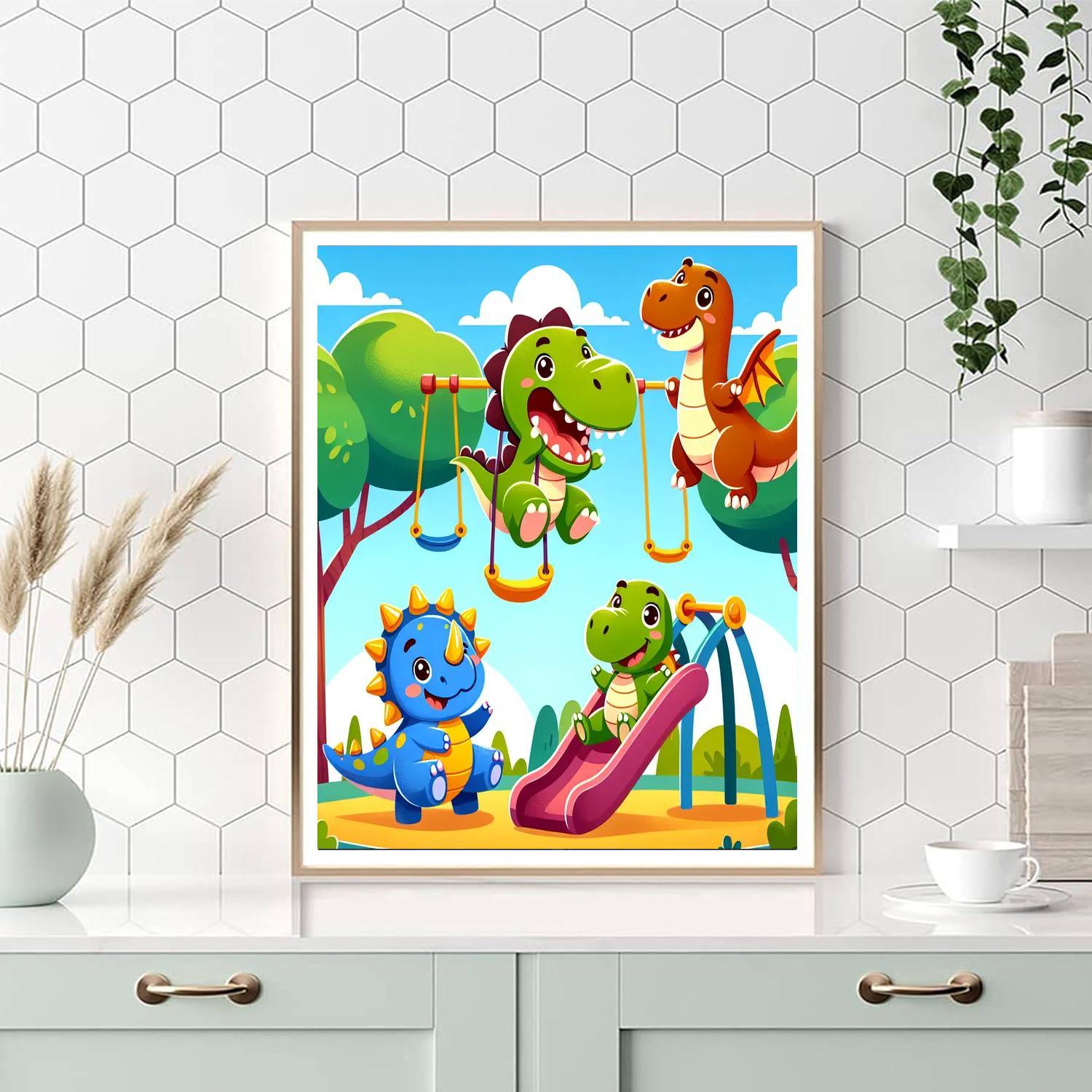 Exciting Dino Playground Paint By Numbers Kits